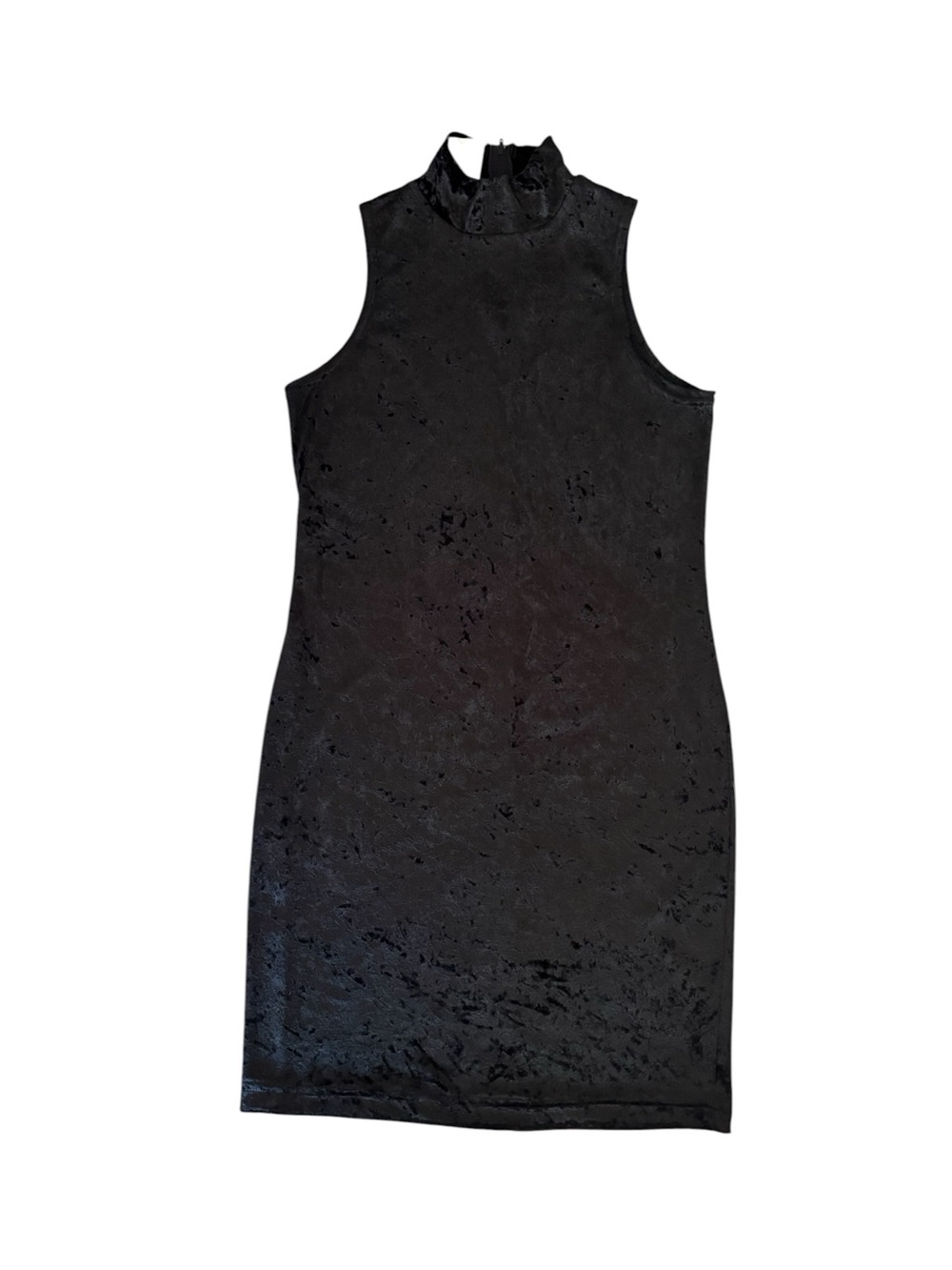 VTG 90s Zanoni by Jalate Crushed Velvet Mock Neck Dress Black Medium Goth Grunge - Picture 4 of 12